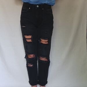 Refuge denim mid rise black boyfriend jean